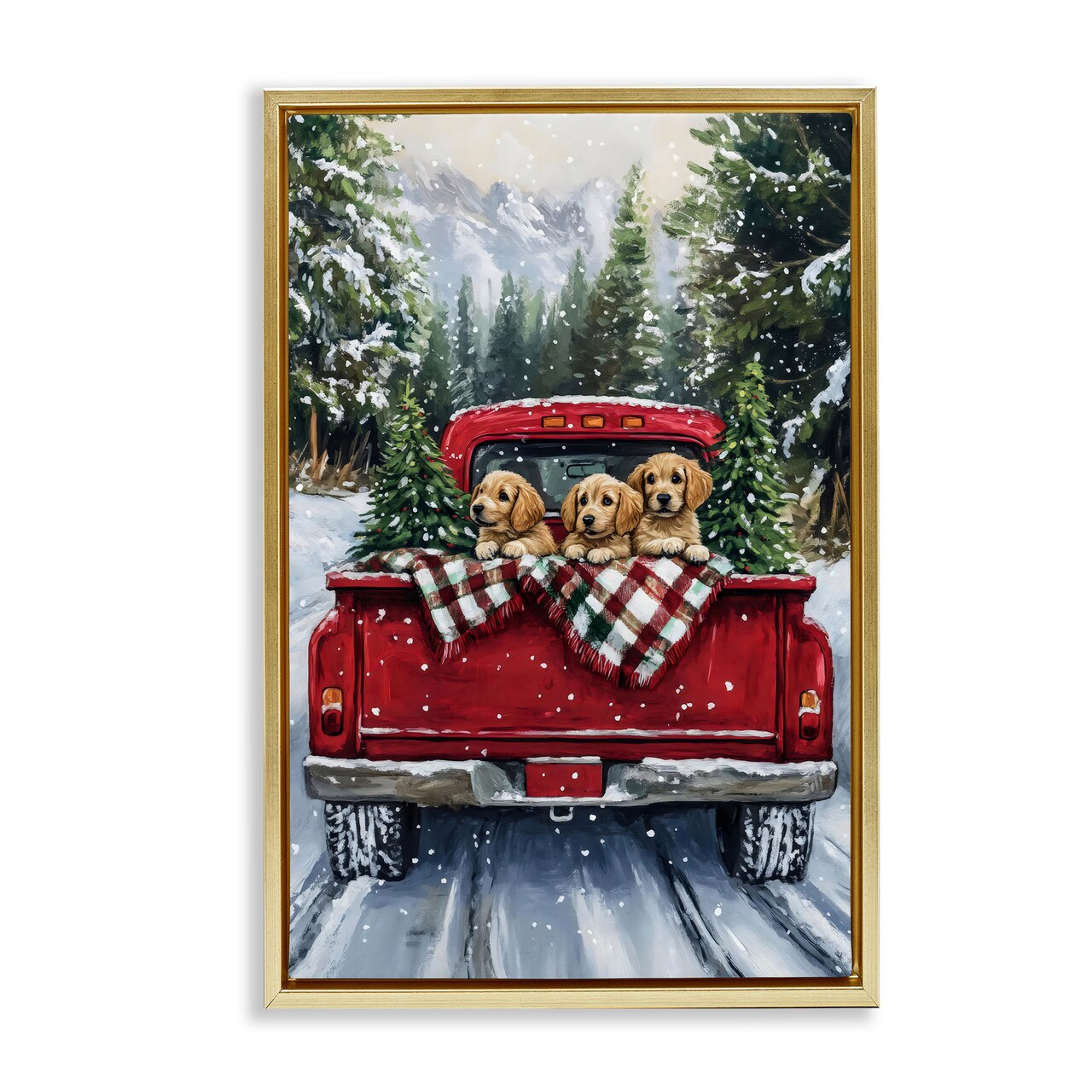 Stupell Industries Golden Pups Christmas Truck Floating Frame, design by Petal Prints Design